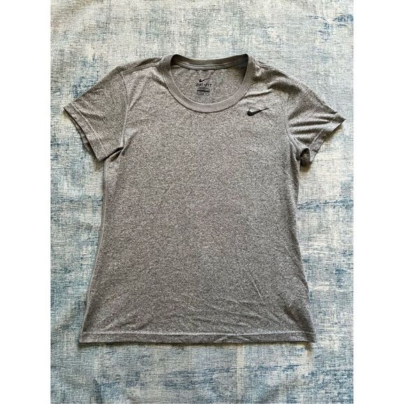 Nike Heathered Gray Dri Fit Short Sleeve Athletic Tee Medium - Picture 1 of 6